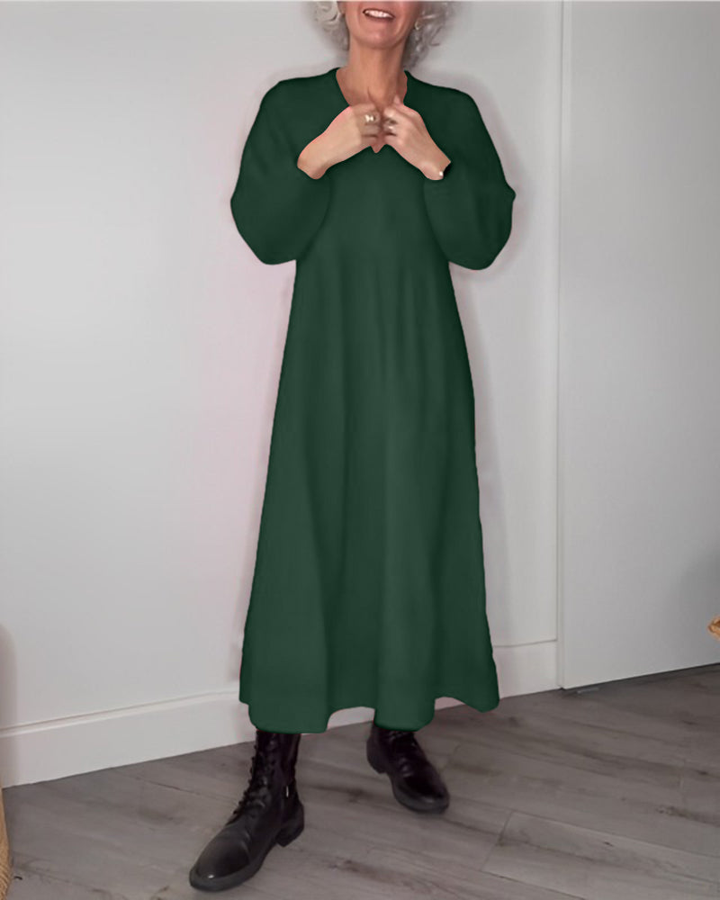 Sofia - Robe longue élégante à col en V et poches