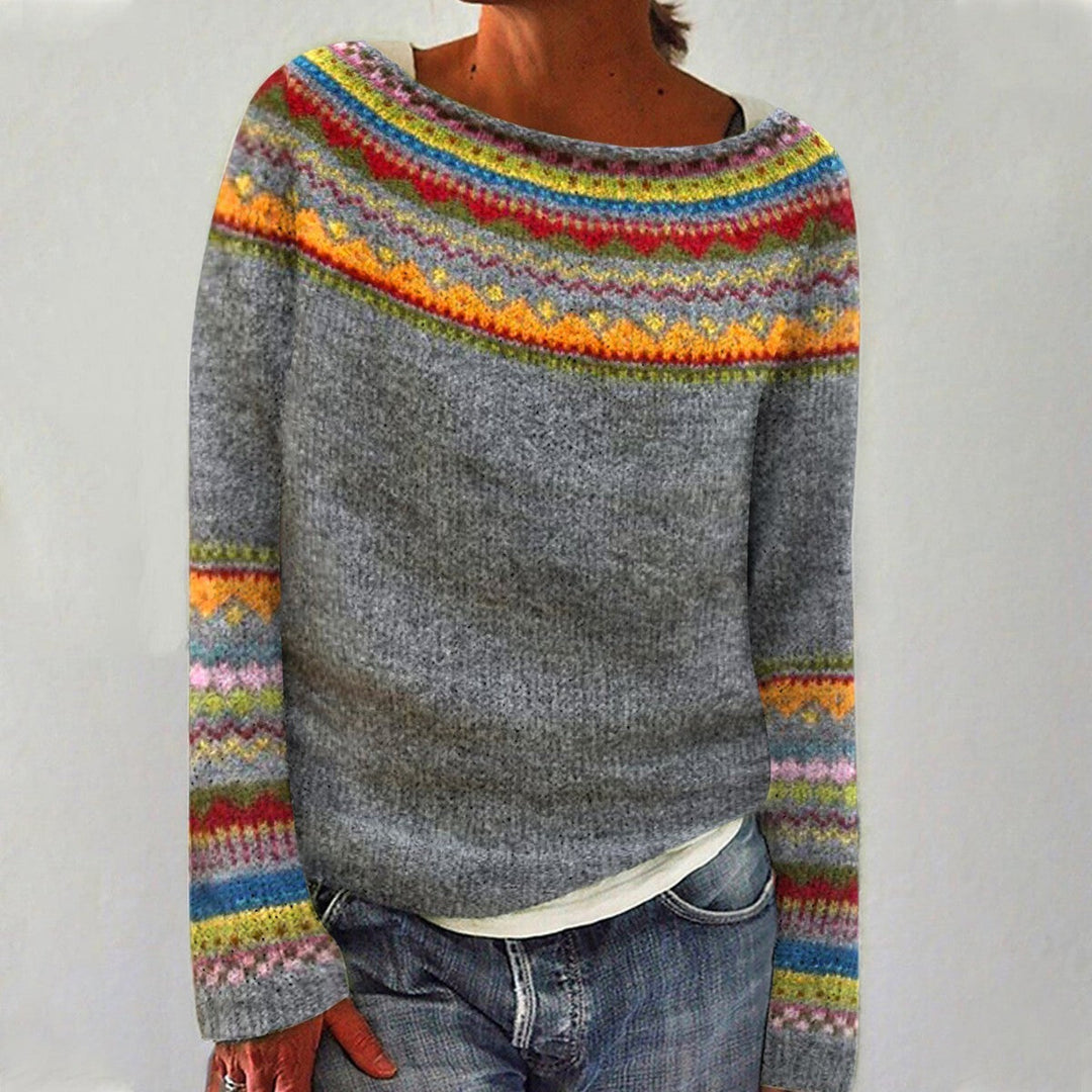 Ernestina™ | Pull en tricot vintage avec des motifs géométriques colorés