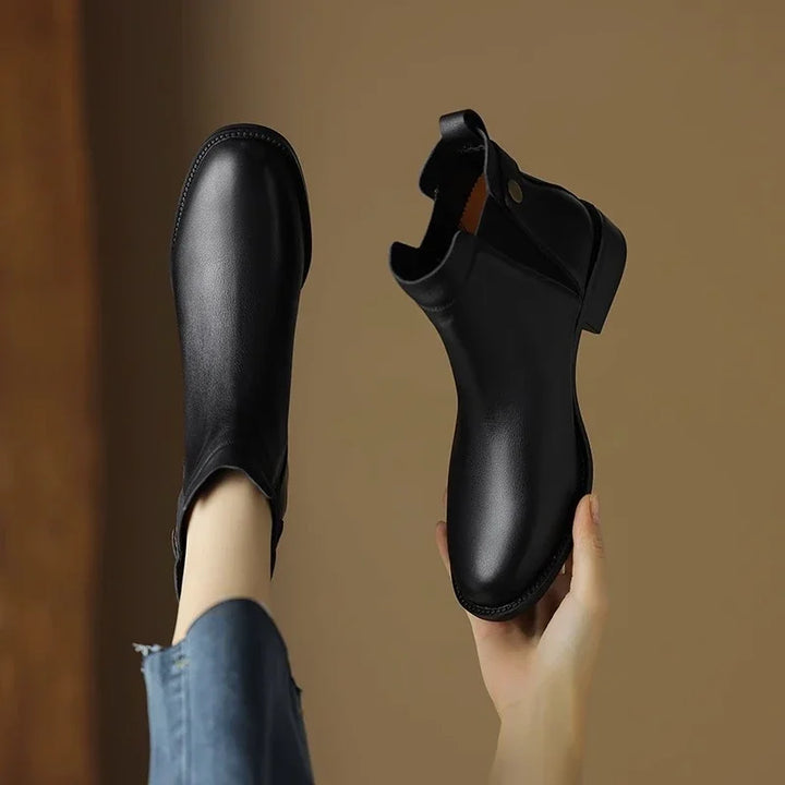 Violet - Bottines Chelsea en cuir souple à talons épais