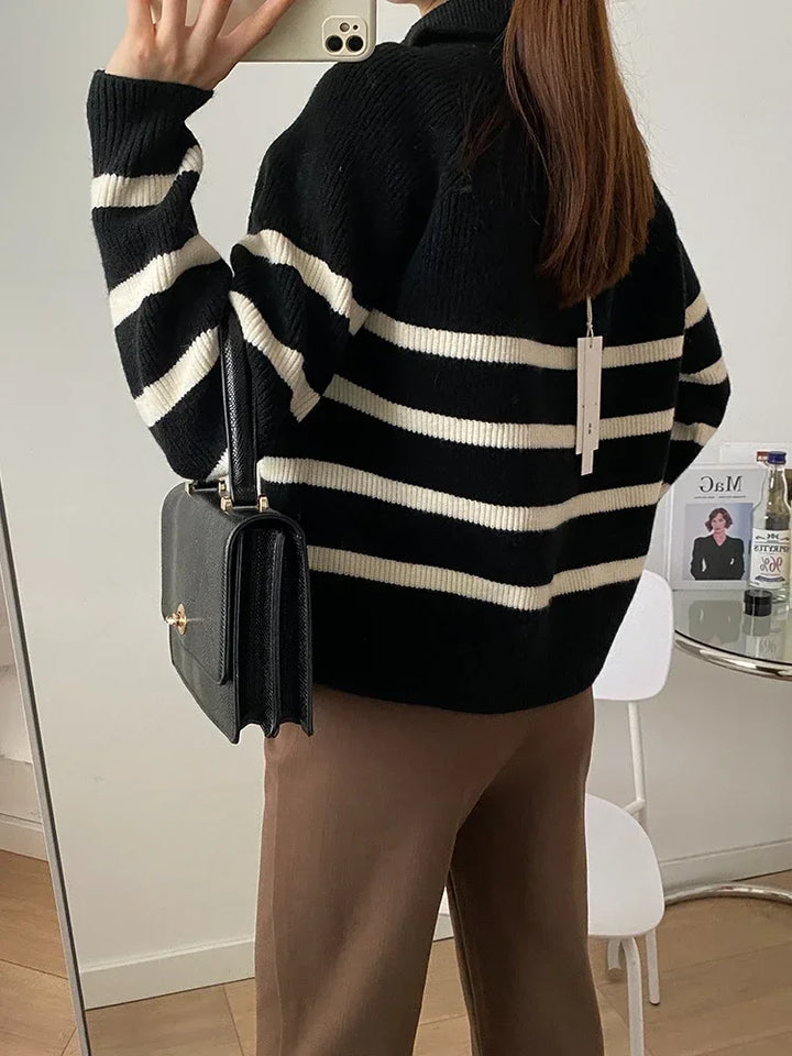 ANTOINETTE™ | Pull rayé à fermeture éclair